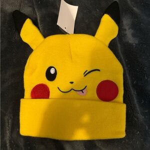 NEW Pokemon Pikachu Cuffed Beanie Knit Hat Yellow
